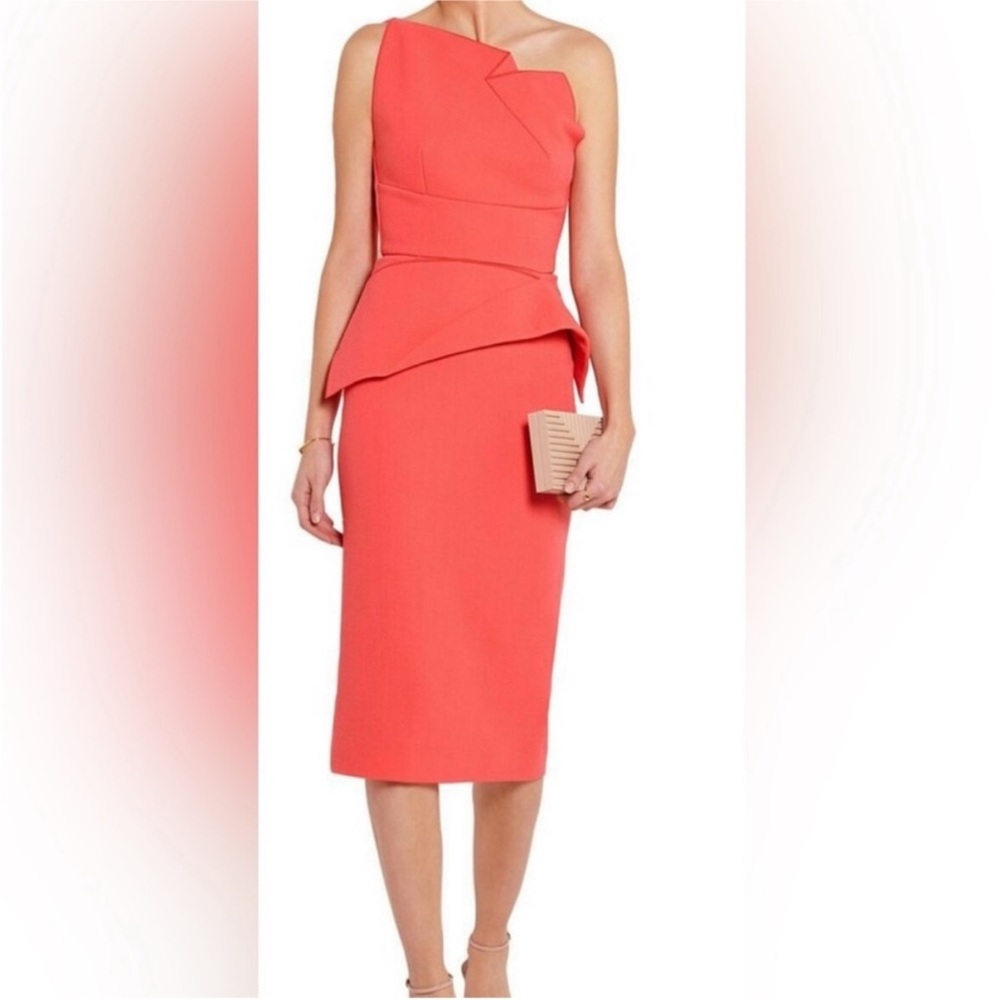 Roland Mouret One Shoulder Coral Dress